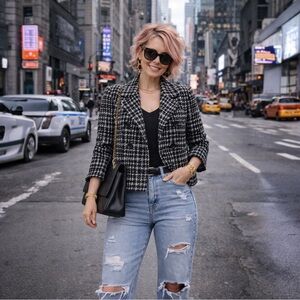 Classiques Entier Y2K Houndstooth Wool Blend Double Breasted Blazer Jacket